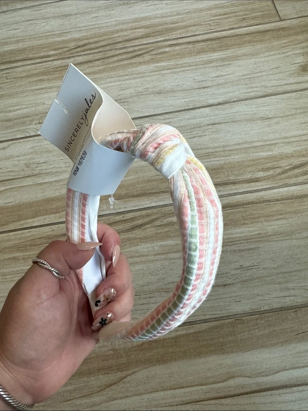 Sincerely Jules Pastel Pink & Green Striped Padded Headband
